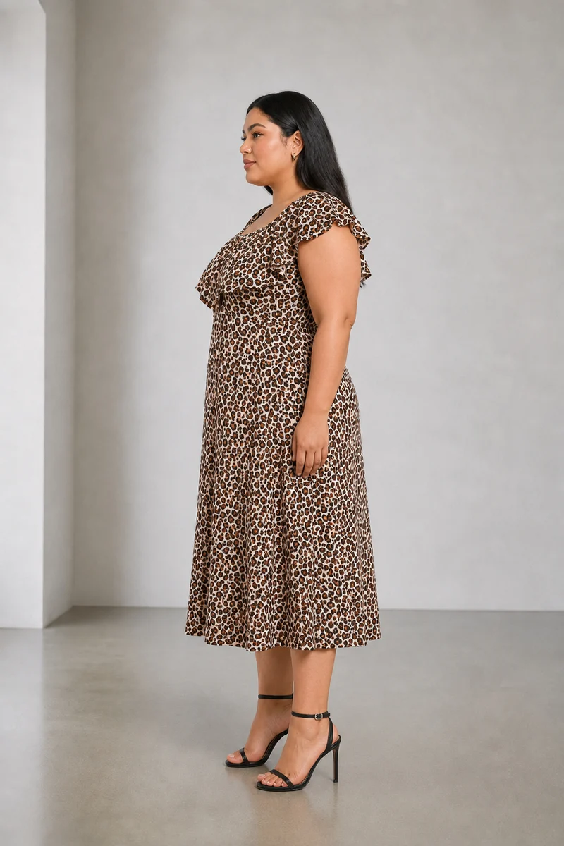 Bruna|Cotton Ruffle Midi Dress