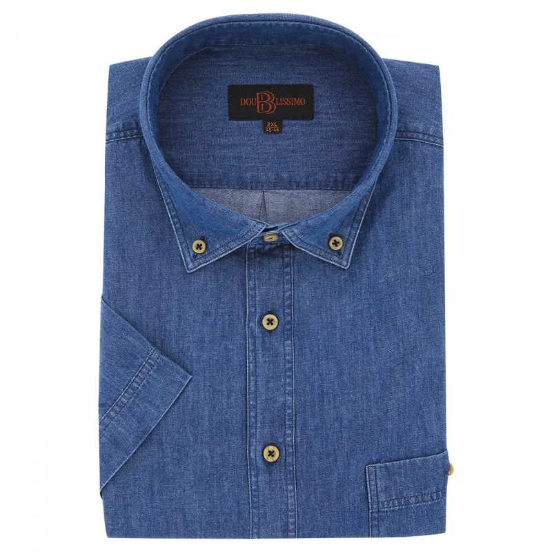 Chemisette homme grande taille en jean coupe droite DENIMETO Doublissimo