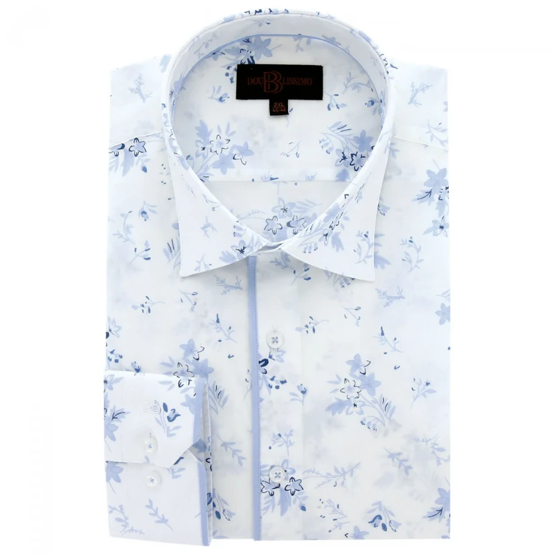 Chemise homme grande taille tissu imprimé coupe droite FIOBLU Doublissimo