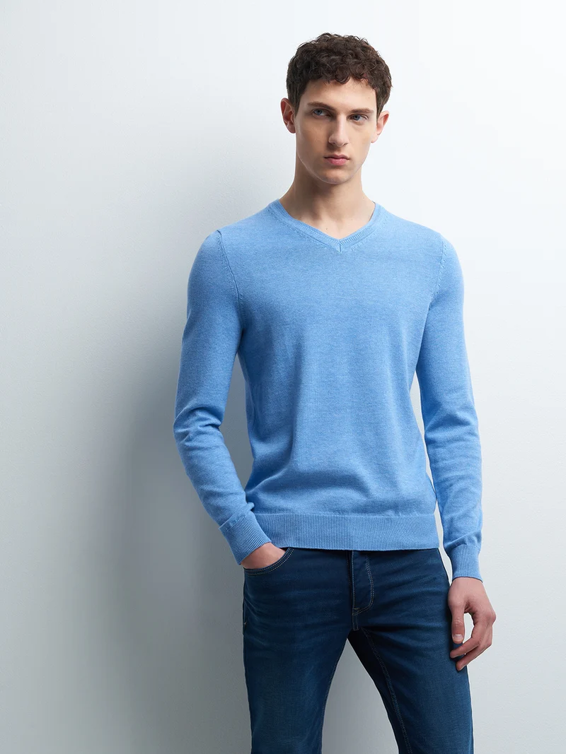 Pull col V en coton