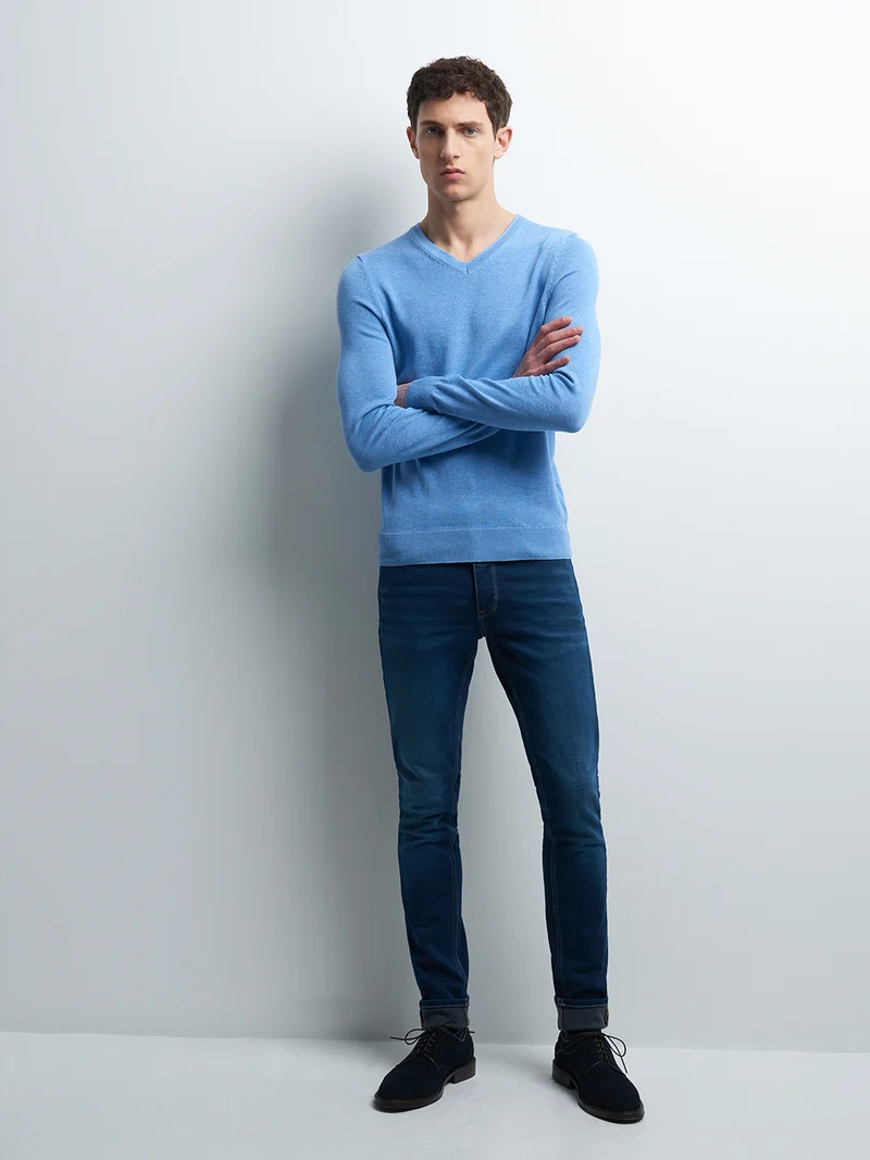 Pull col V en coton