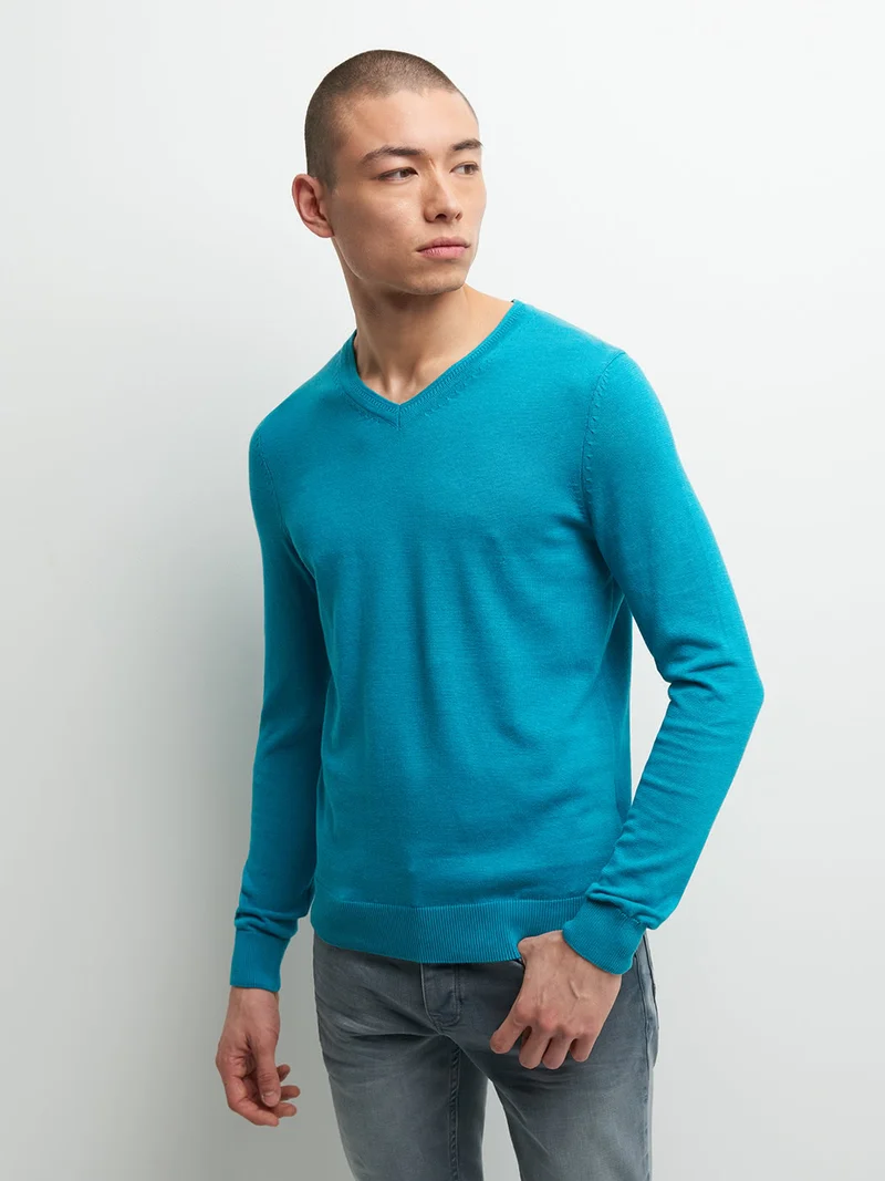Pull col V en coton