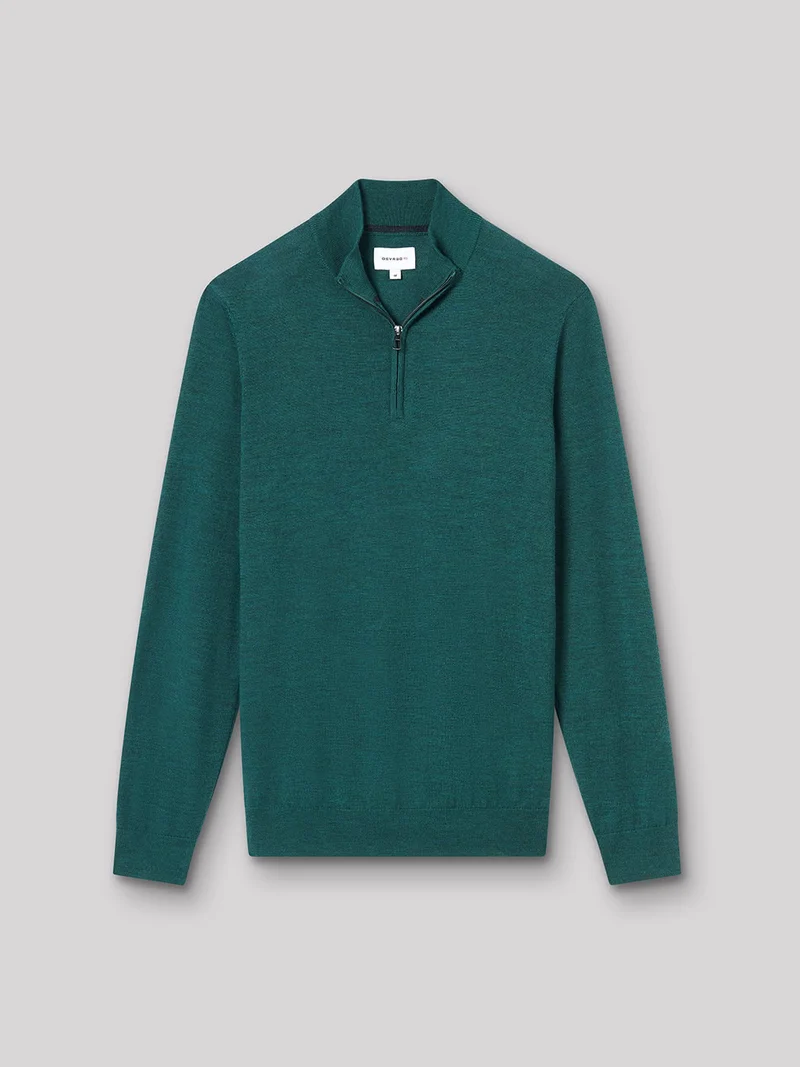 Pull col montant zippé en laine mérinos