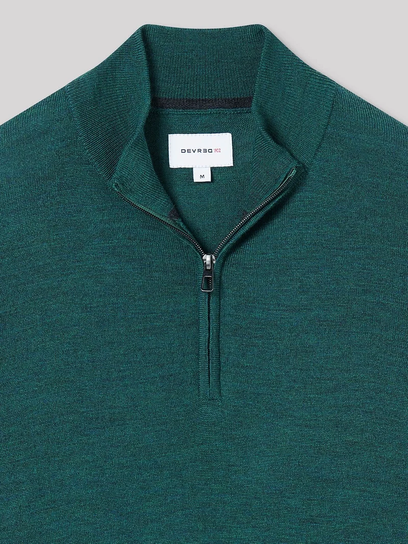 Pull col montant zippé en laine mérinos