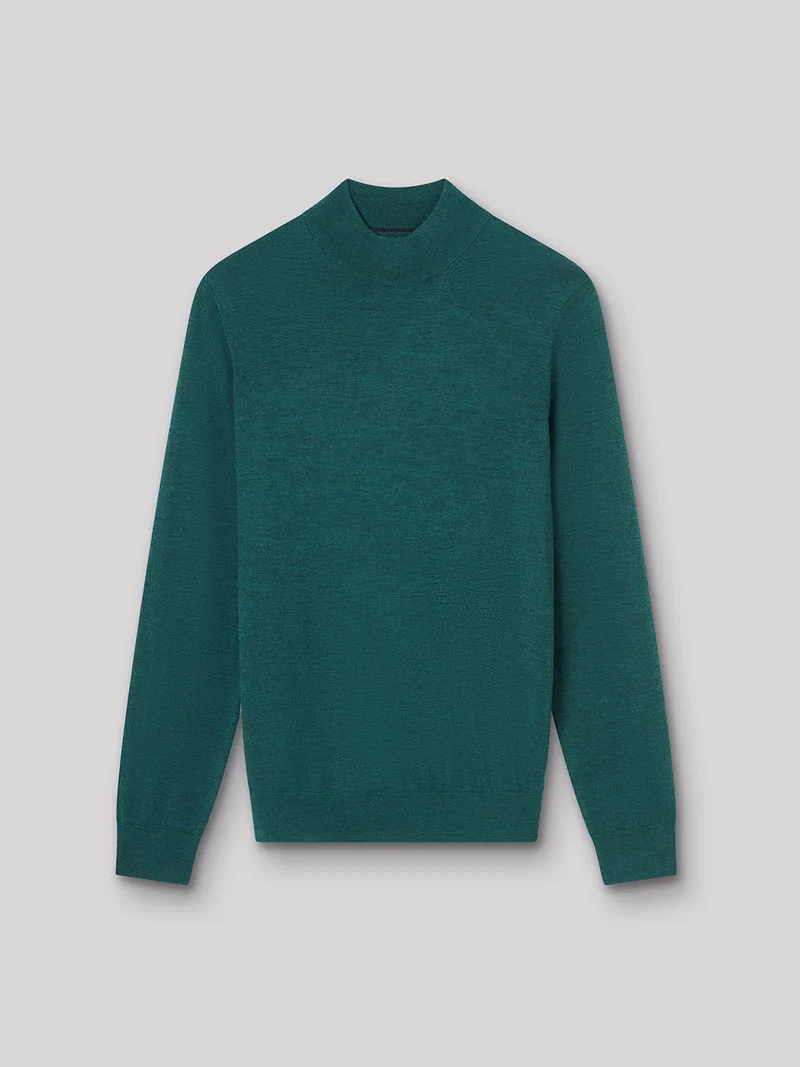 Pull col cheminée en laine mérinos
