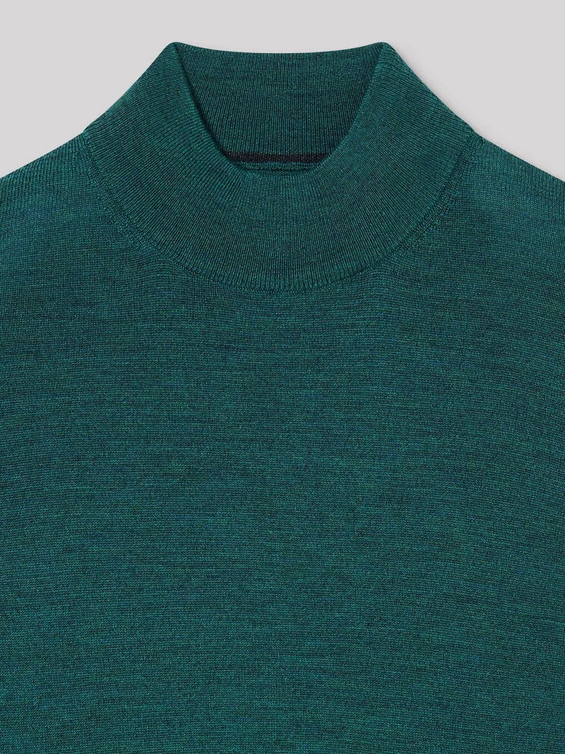 Pull col cheminée en laine mérinos