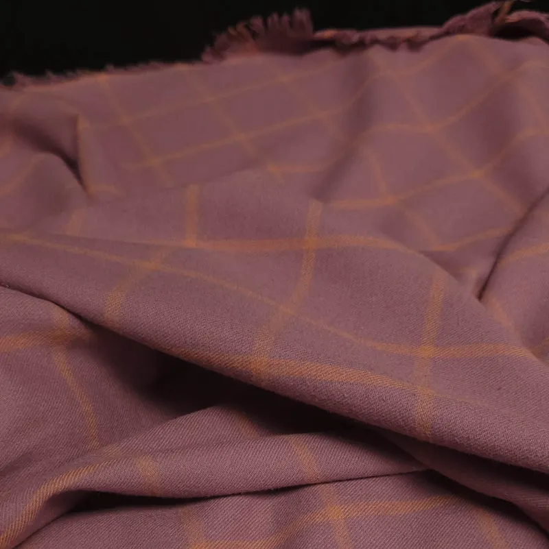 Tissu de flanelle de coton | Carreaux fenêtre mauve et orange