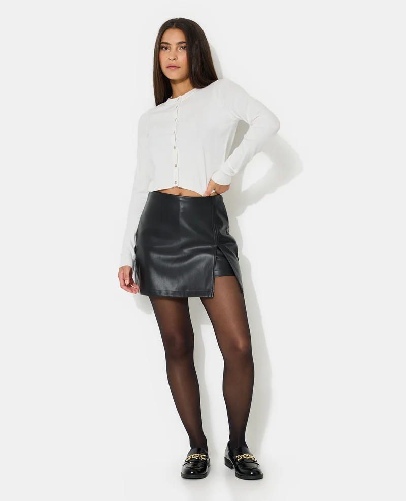 Jupe-short en simili avec fente