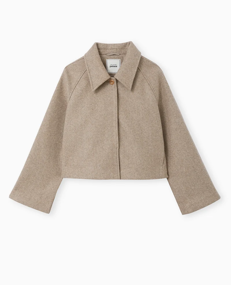 Veste courte trapèze effet drap de laine