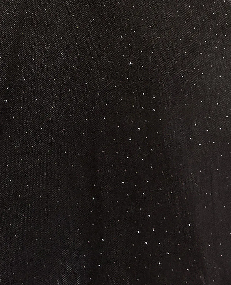 Pantalon flare en résille et velours avec strass