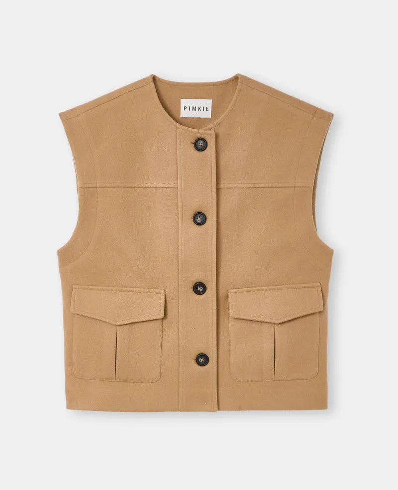 Veste sans manches effet drap de laine