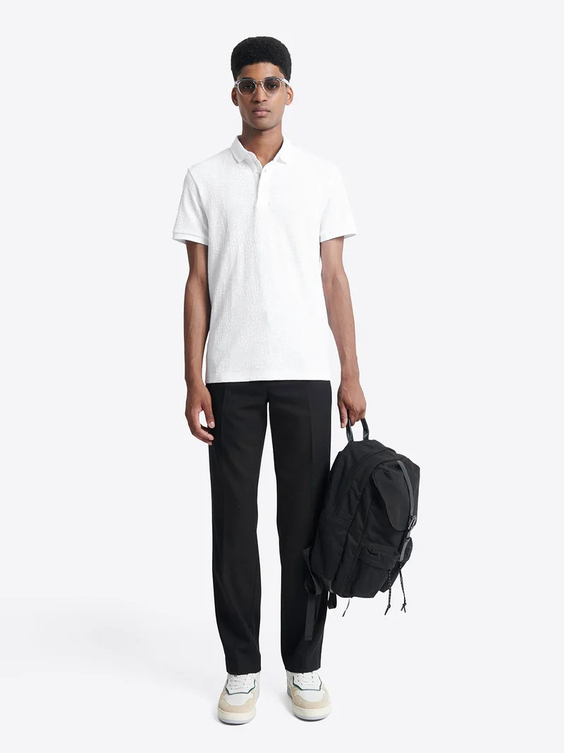 Polo manches courtes à relief 100% coton