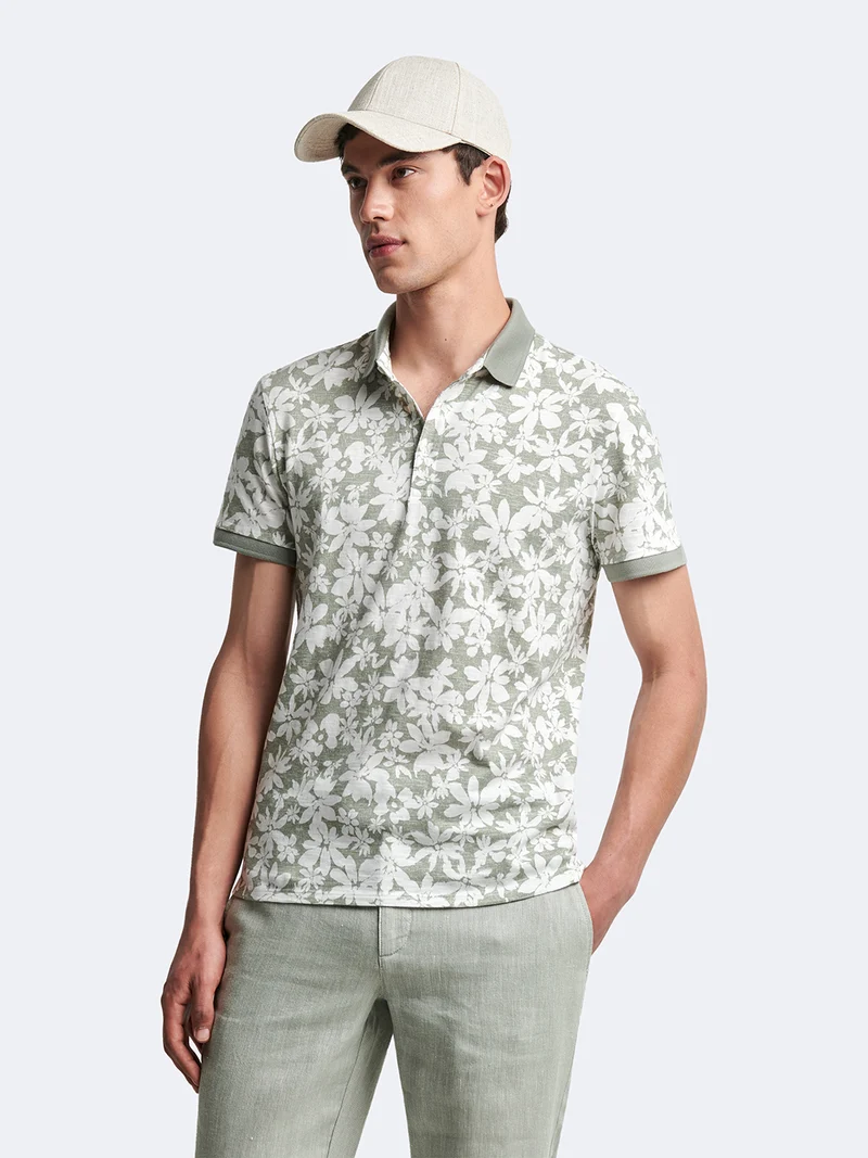 Polo manches courtes 100% coton fleuri