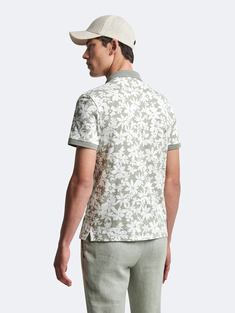 Polo manches courtes 100% coton fleuri