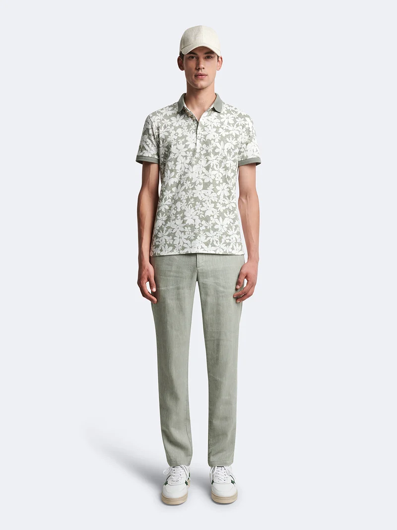 Polo manches courtes 100% coton fleuri