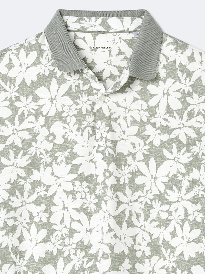 Polo manches courtes 100% coton fleuri