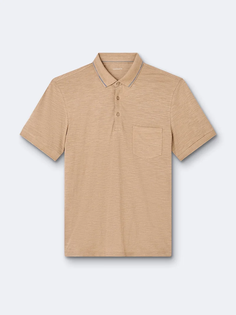 Polo manches courtes en coton faux-uni