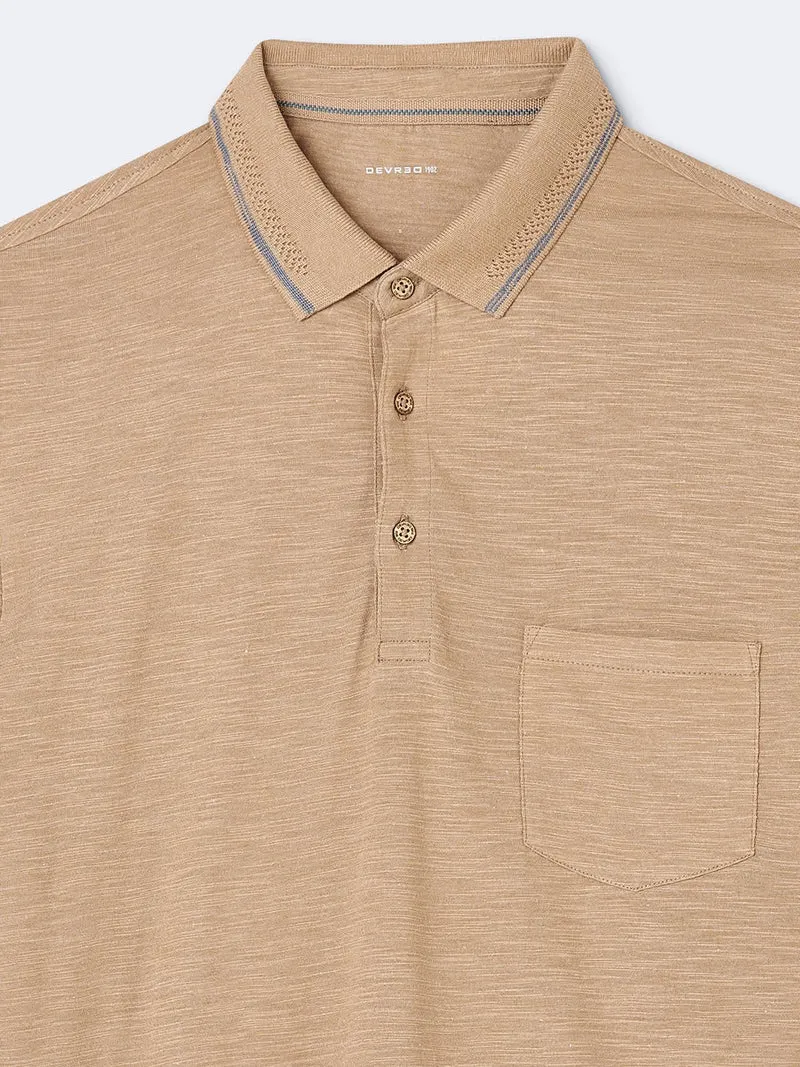 Polo manches courtes en coton faux-uni