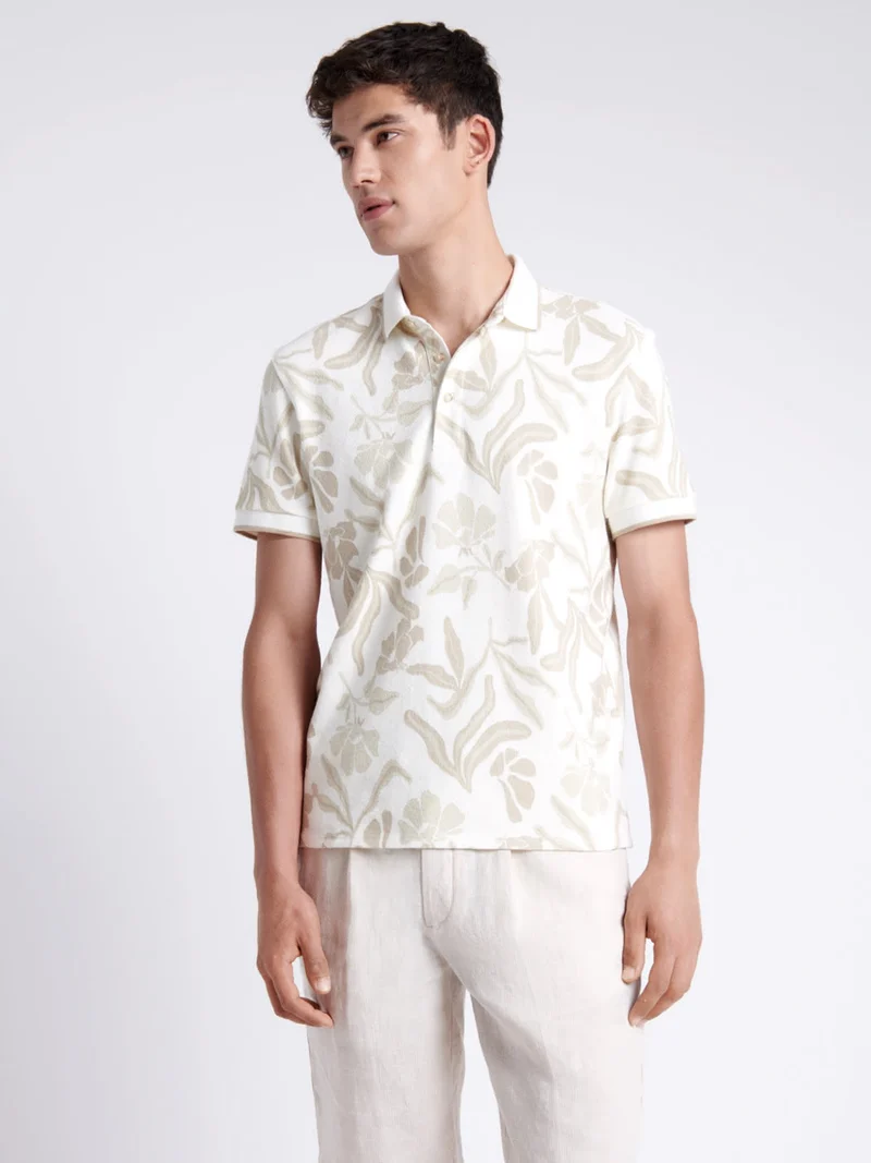 Polo manches courtes 100% coton fleuri