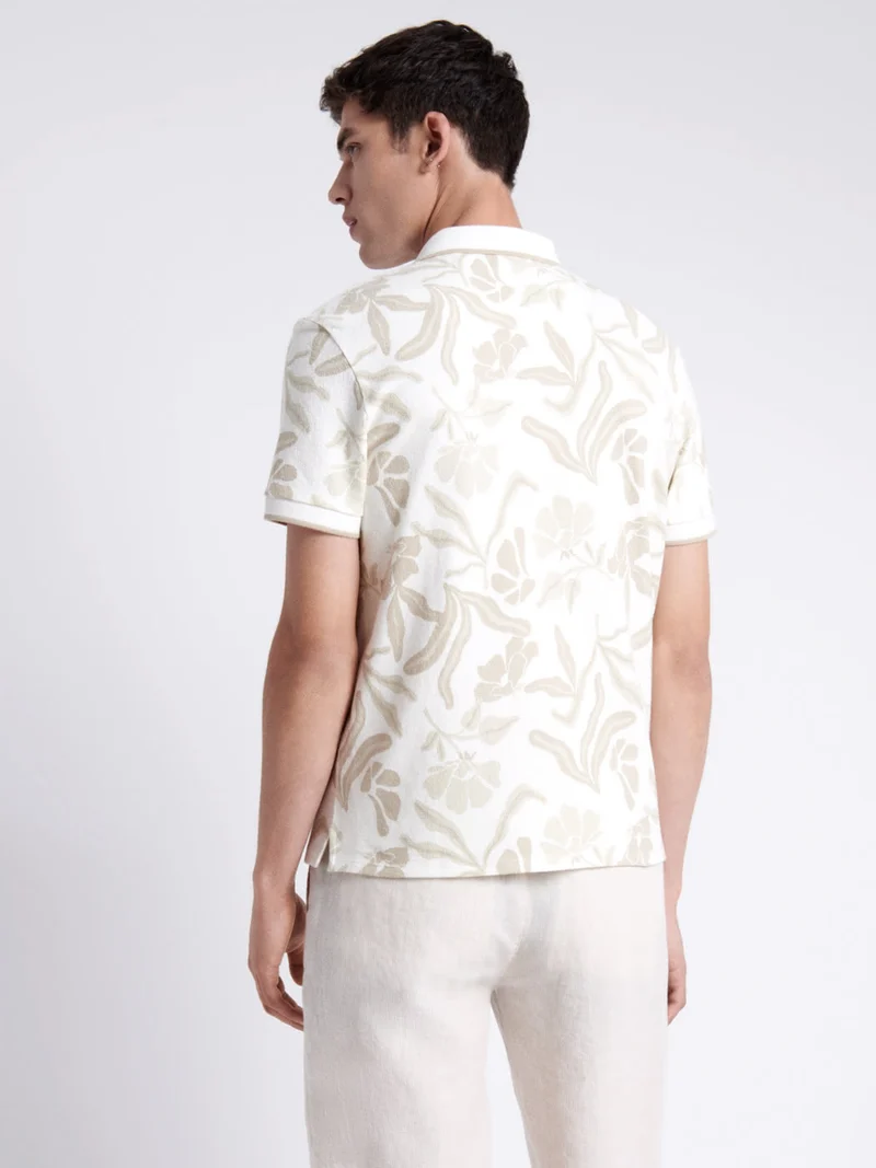 Polo manches courtes 100% coton fleuri
