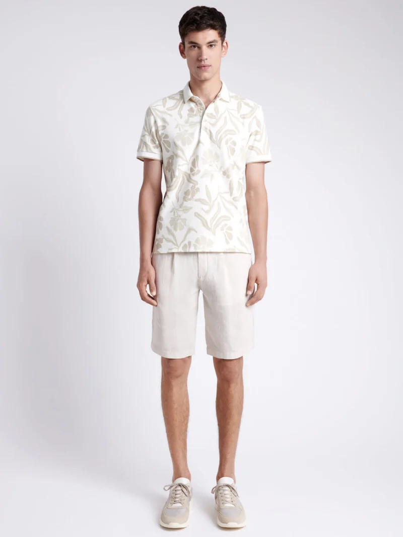 Polo manches courtes 100% coton fleuri