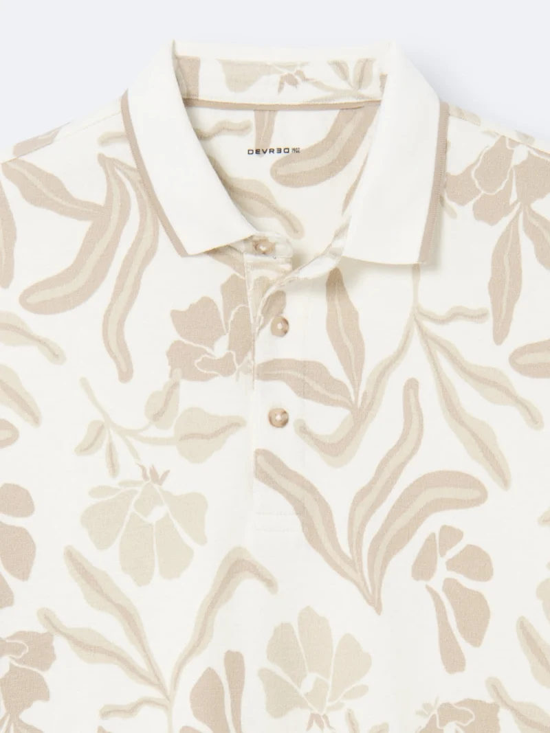 Polo manches courtes 100% coton fleuri
