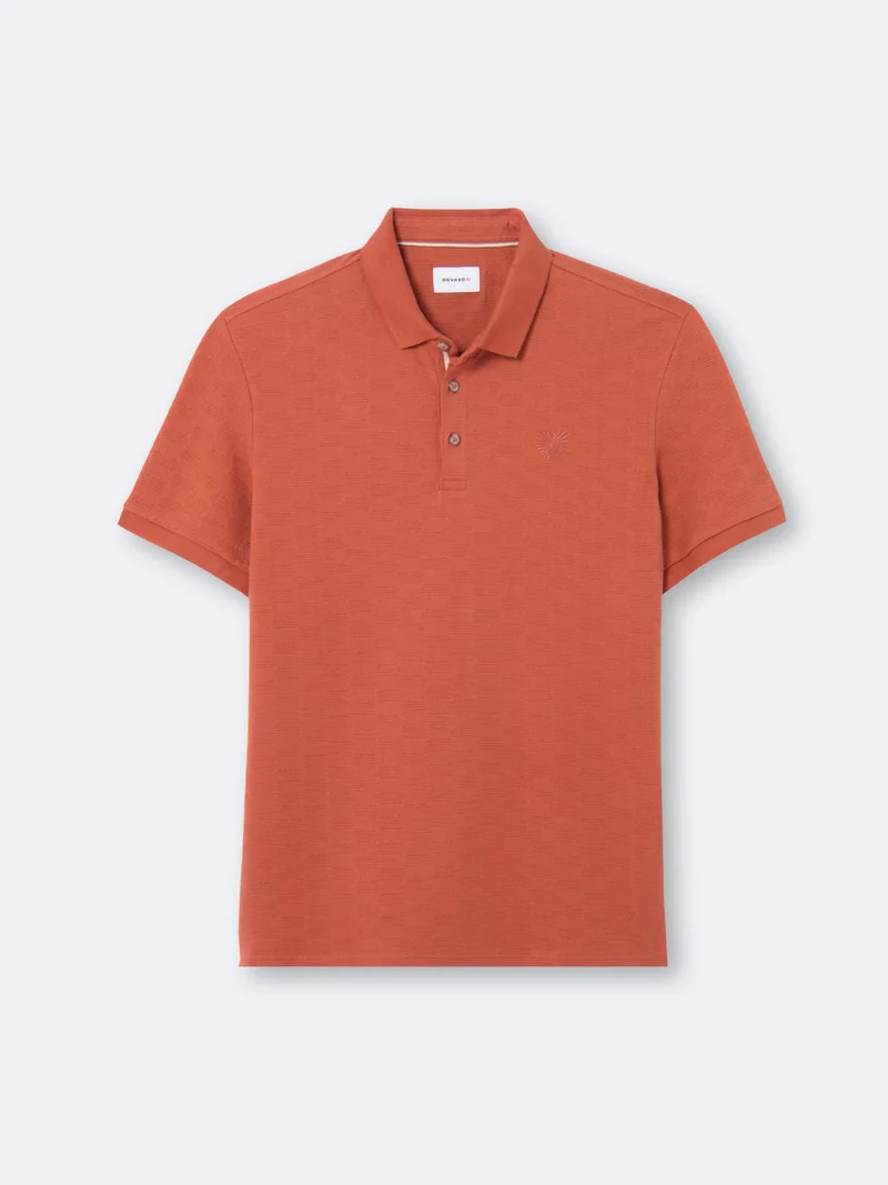 Polo manches courtes en coton à relief