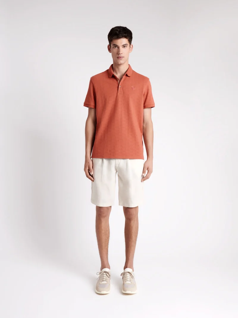 Polo manches courtes en coton à relief