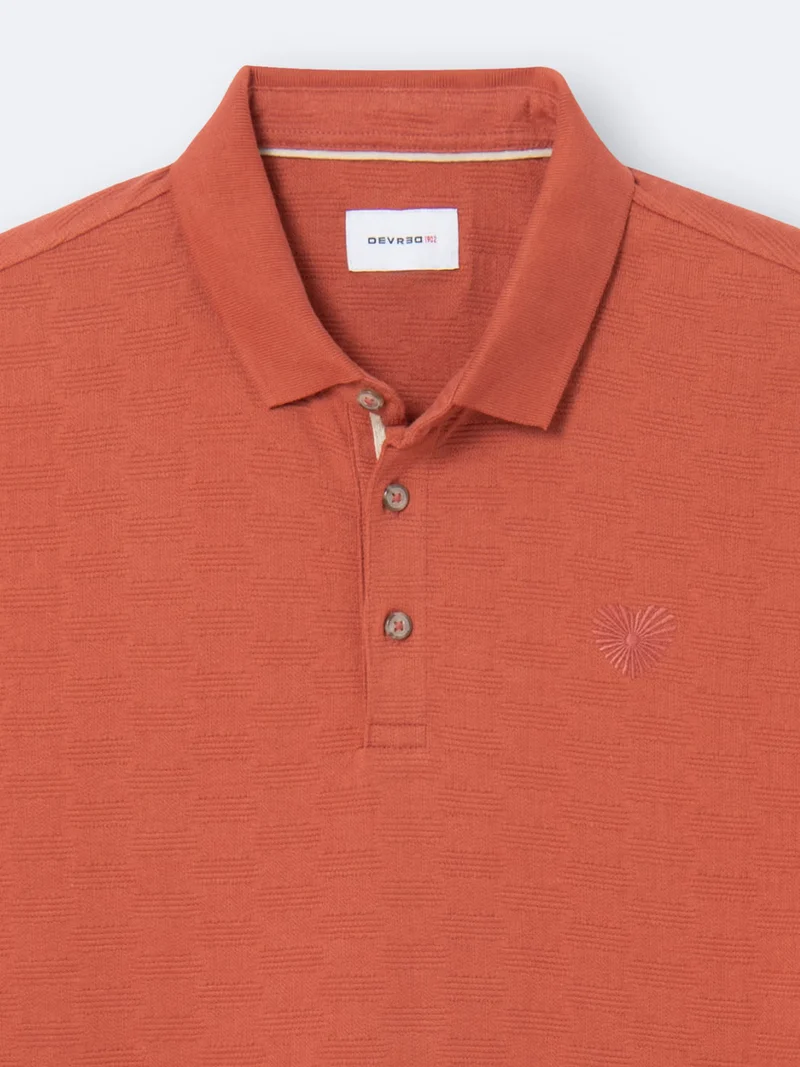 Polo manches courtes en coton à relief