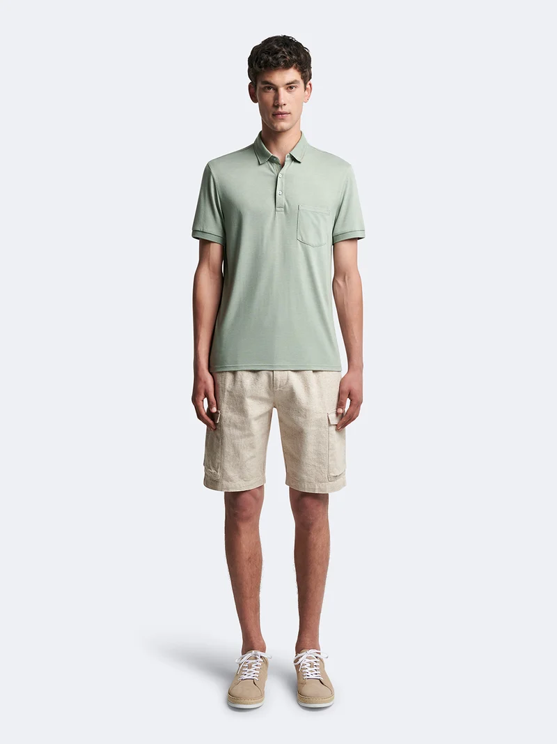 Polo manches courtes en viscose faux-uni