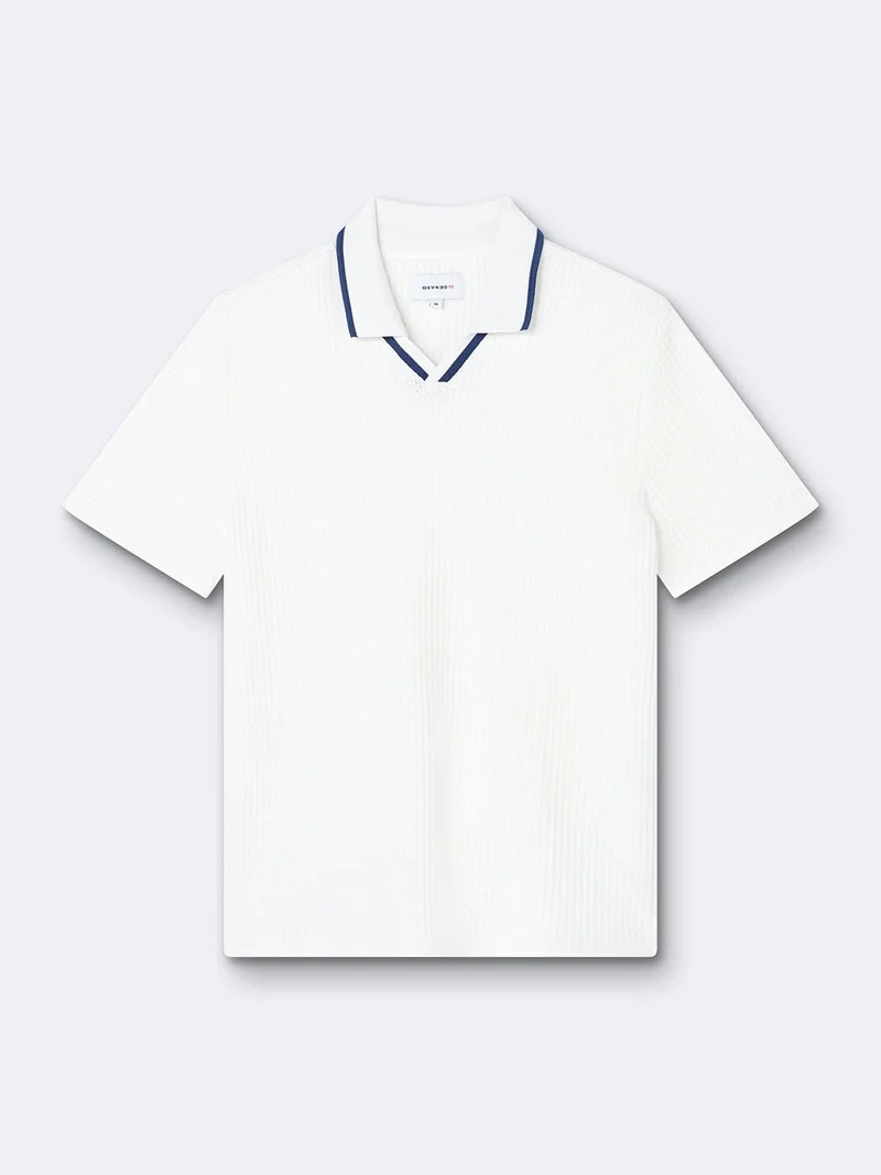 Polo manches courtes en coton col requin