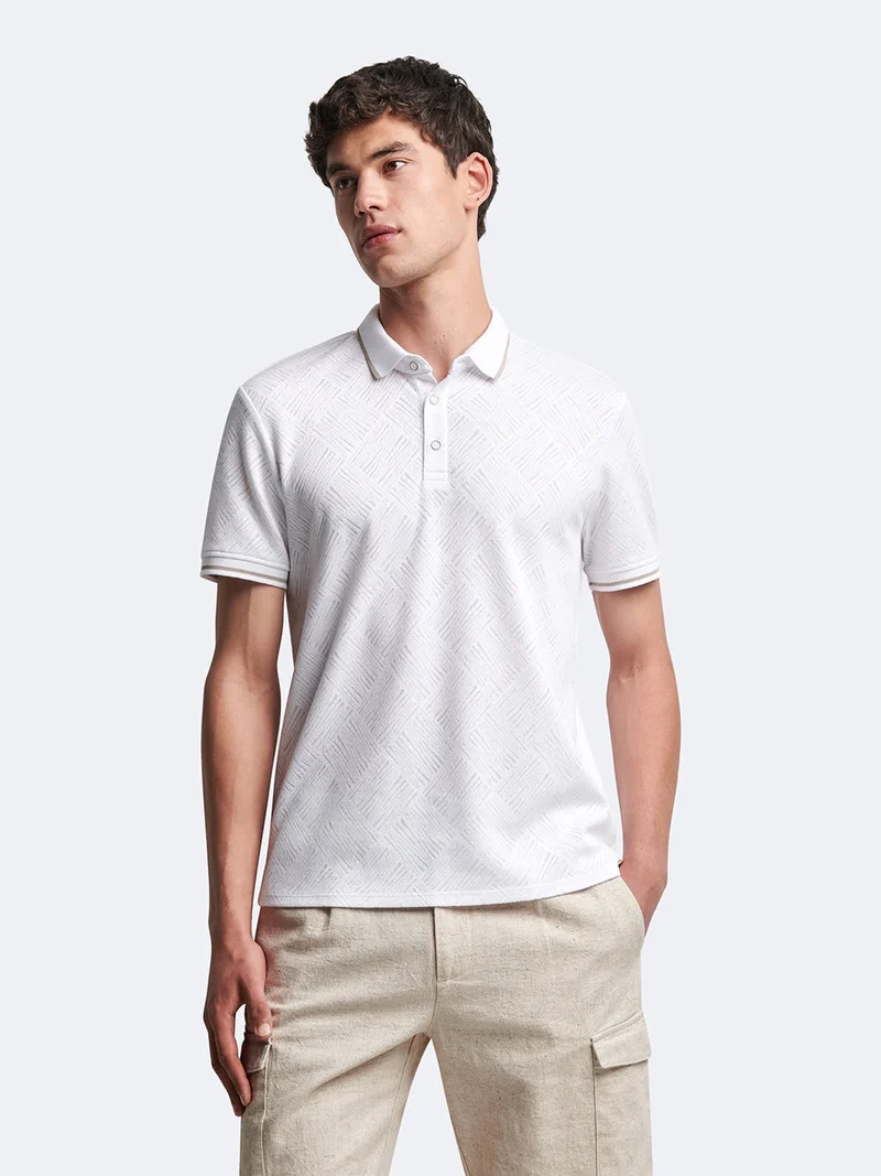 Polo manches courtes en coton à relief