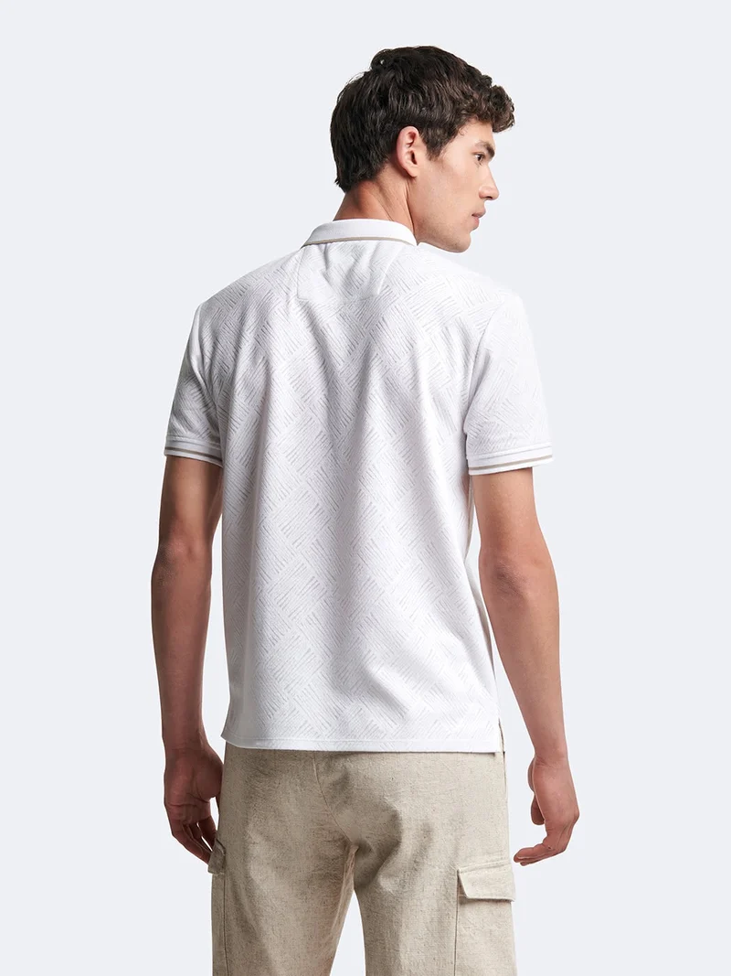 Polo manches courtes en coton à relief