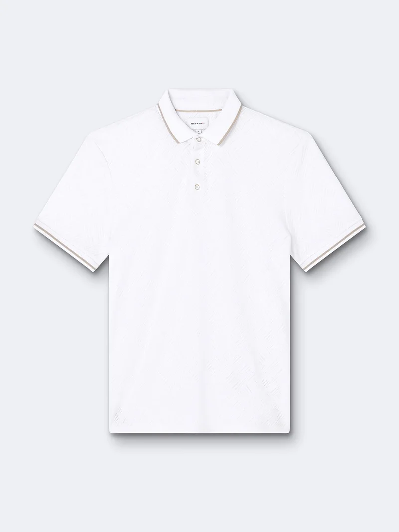 Polo manches courtes en coton à relief