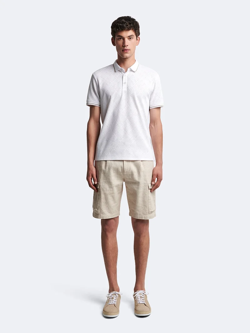 Polo manches courtes en coton à relief