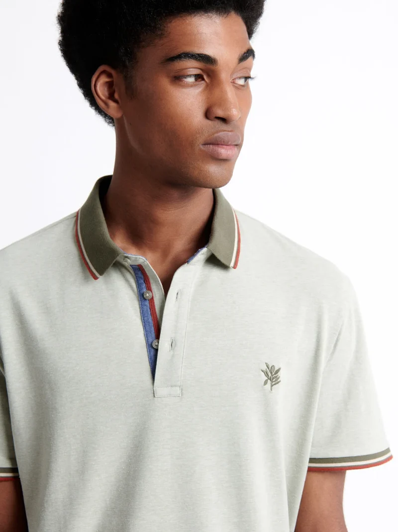 Polo manches courtes brodé en coton
