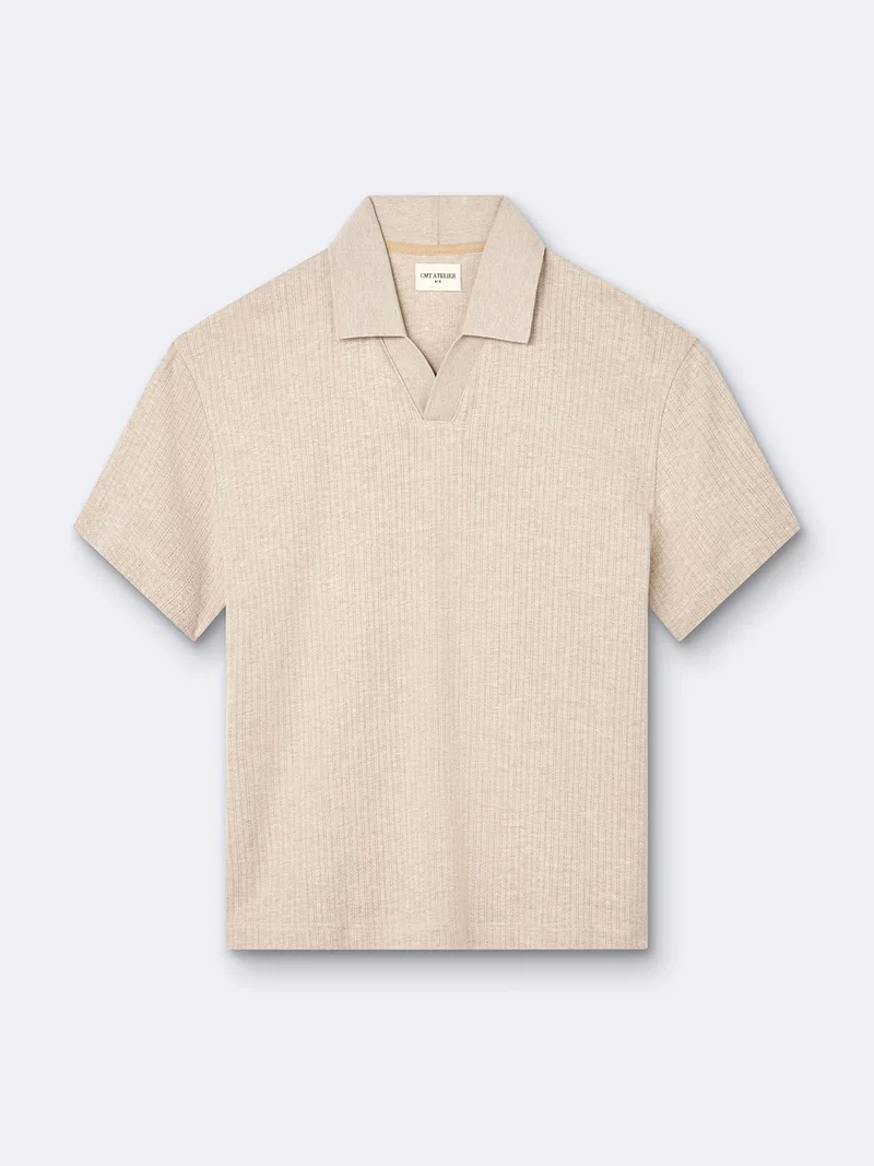 Polo manches courtes en coton col requin