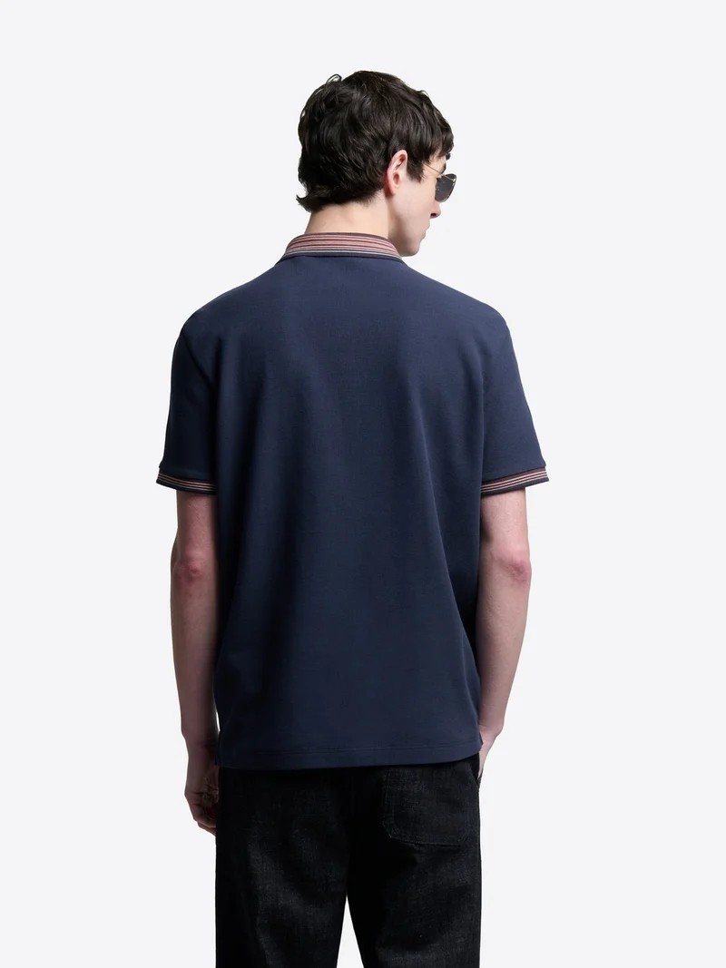 Polo col rayé en coton