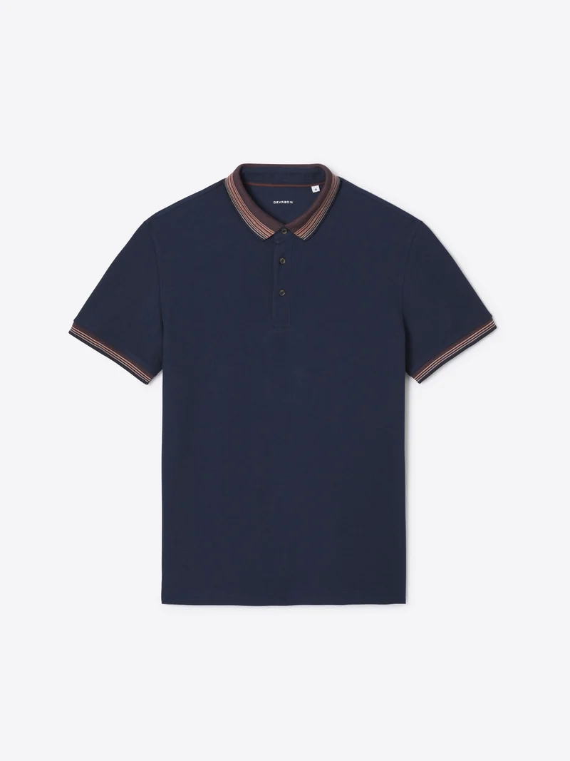 Polo col rayé en coton