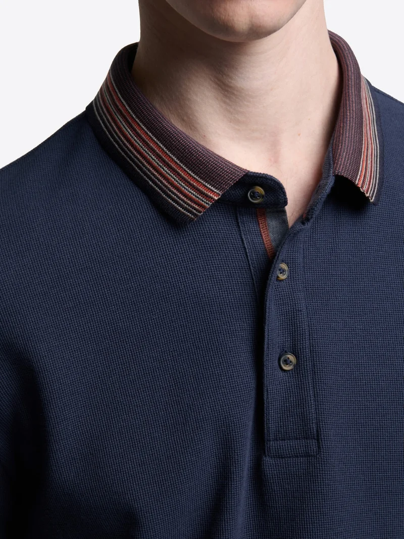 Polo col rayé en coton