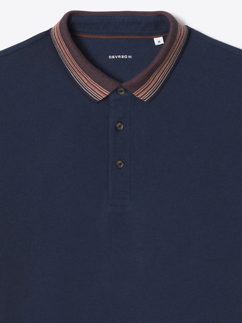 Polo col rayé en coton