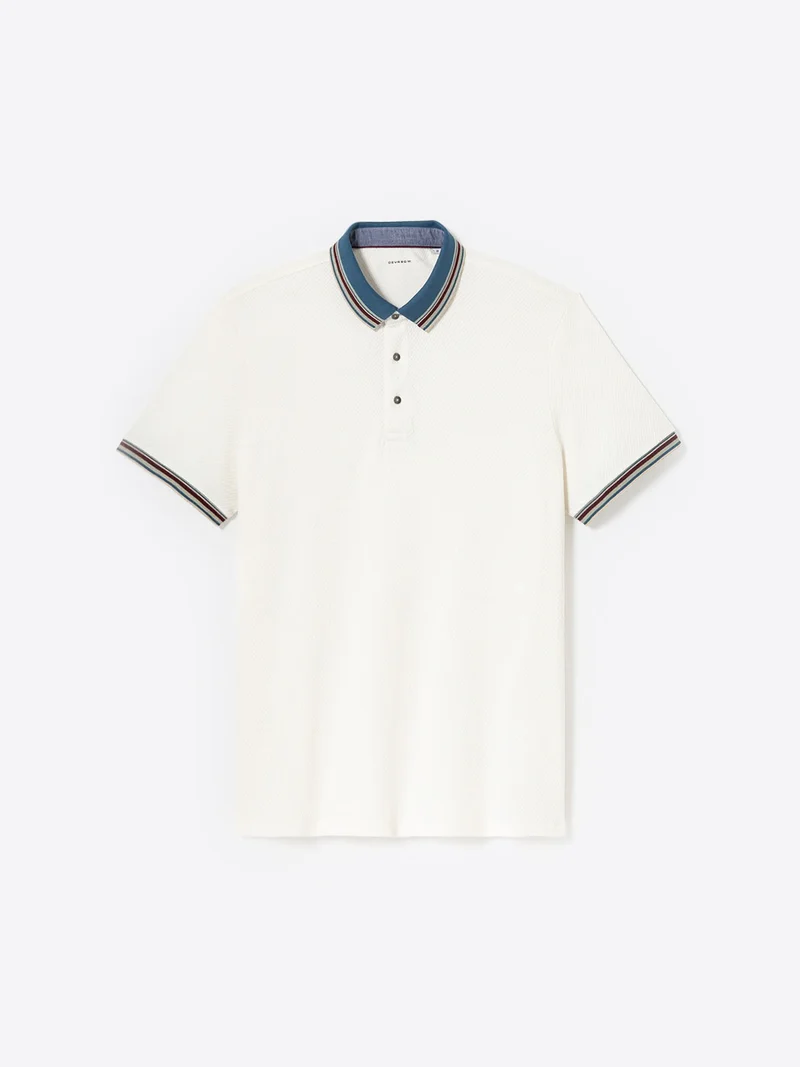 Polo col rayé en coton