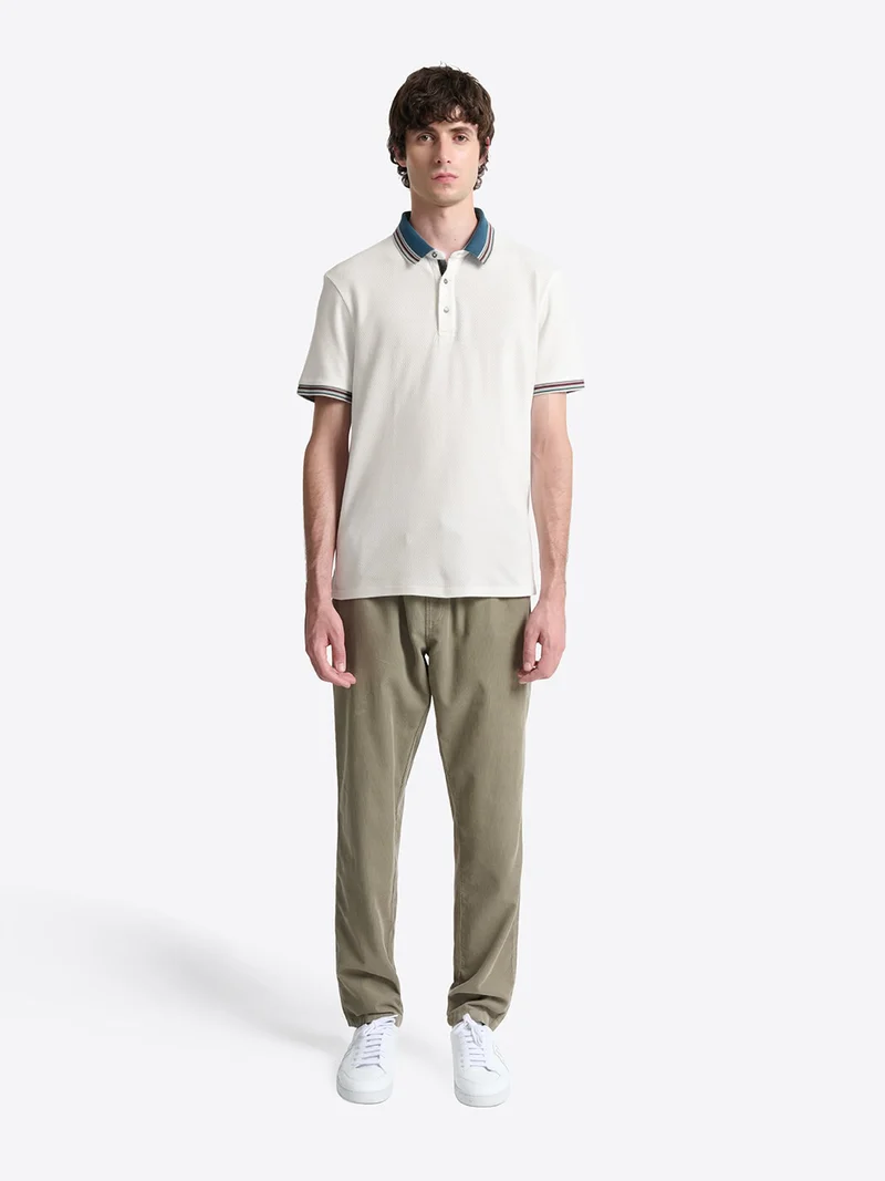 Polo col rayé en coton
