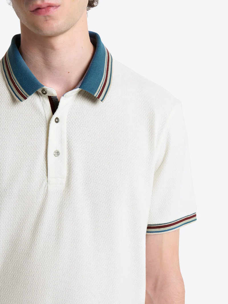 Polo col rayé en coton