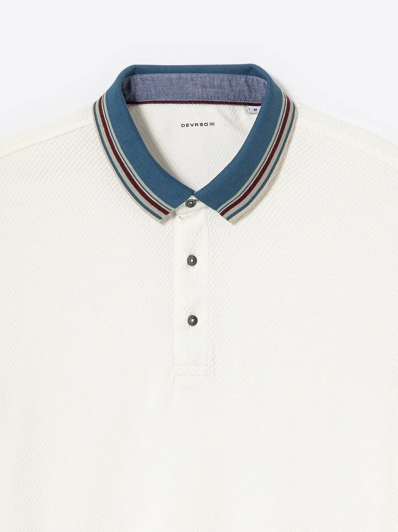 Polo col rayé en coton