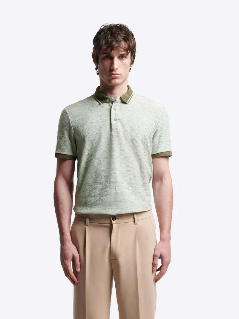 Polo col boutonné en coton