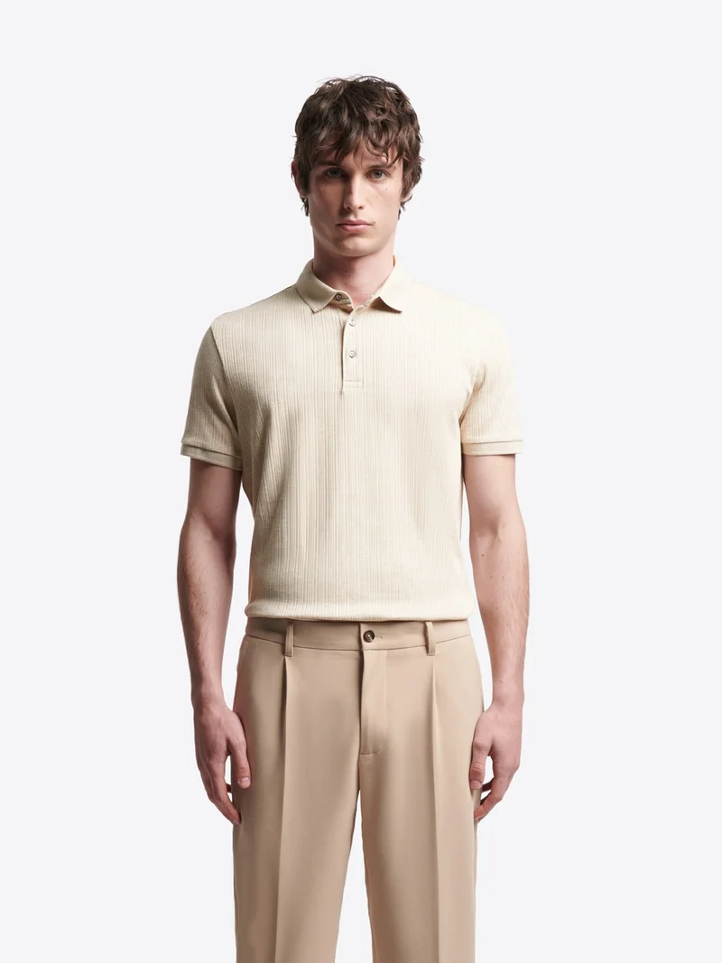Polo col boutonné en coton