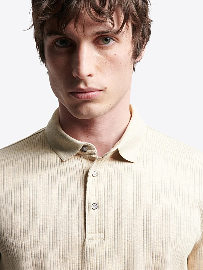 Polo col boutonné en coton