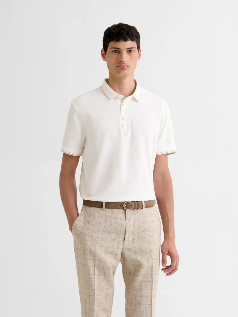 Polo boutonné en jacquard