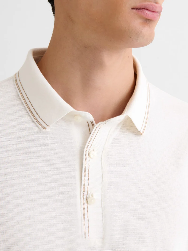 Polo boutonné en jacquard